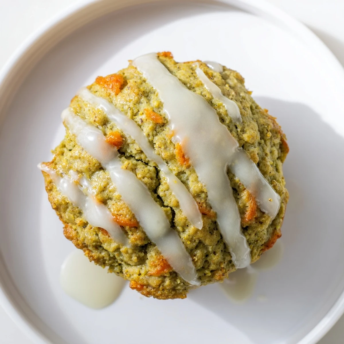Tender Matcha Pumpkin Scone Muffins drizzled with a creamy vanilla glaze await you.  