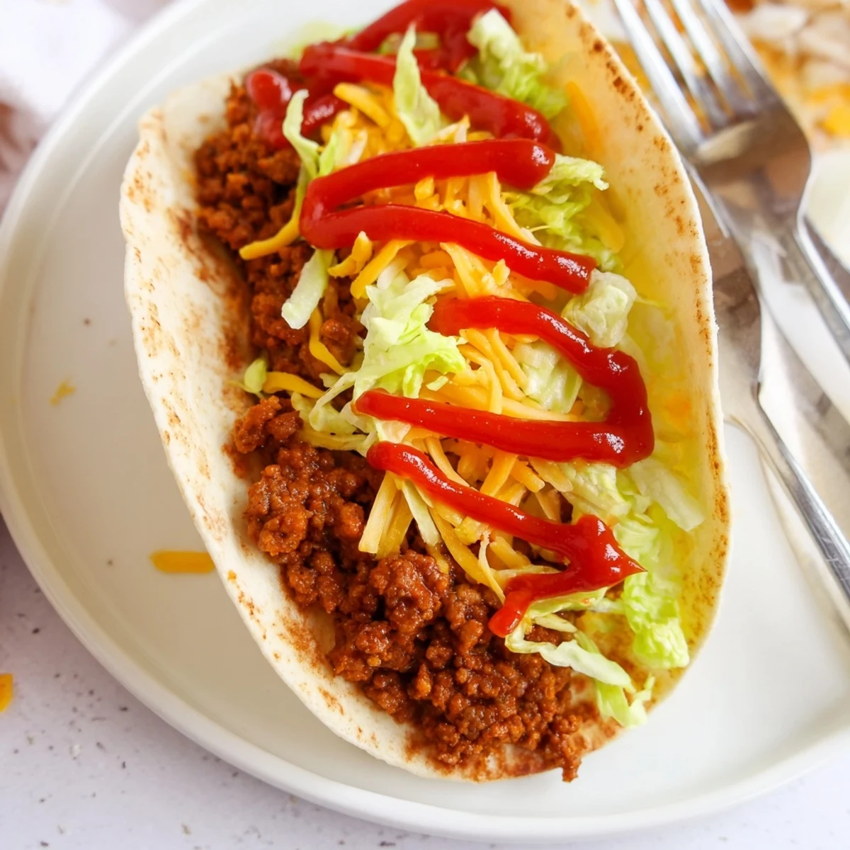 Delicious Simpler Cheeseburger Tacos filled with juicy beef and melted cheddar cheese.  