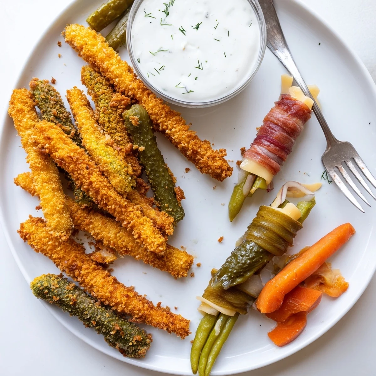 Indulge in a flavorful Pickle Lovers Meal featuring crispy pickles and assorted pickled treats.