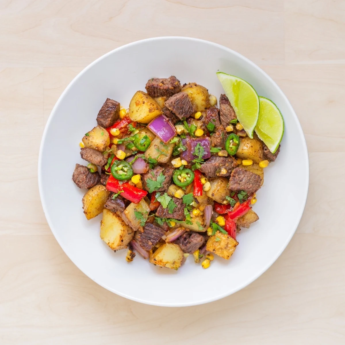 Sizzling Southwest Steak & Potato Skillet with tender steak, vibrant peppers, a flavorful one-pan meal.