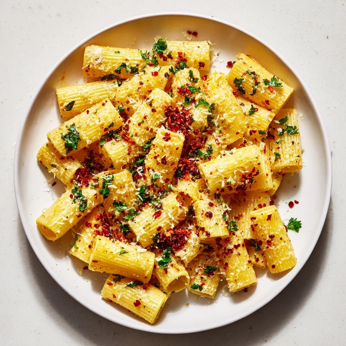 Tempting serving of Spicy Lemon-Parmesan Pasta Chips, ready to eat with a squeeze of fresh lemon.