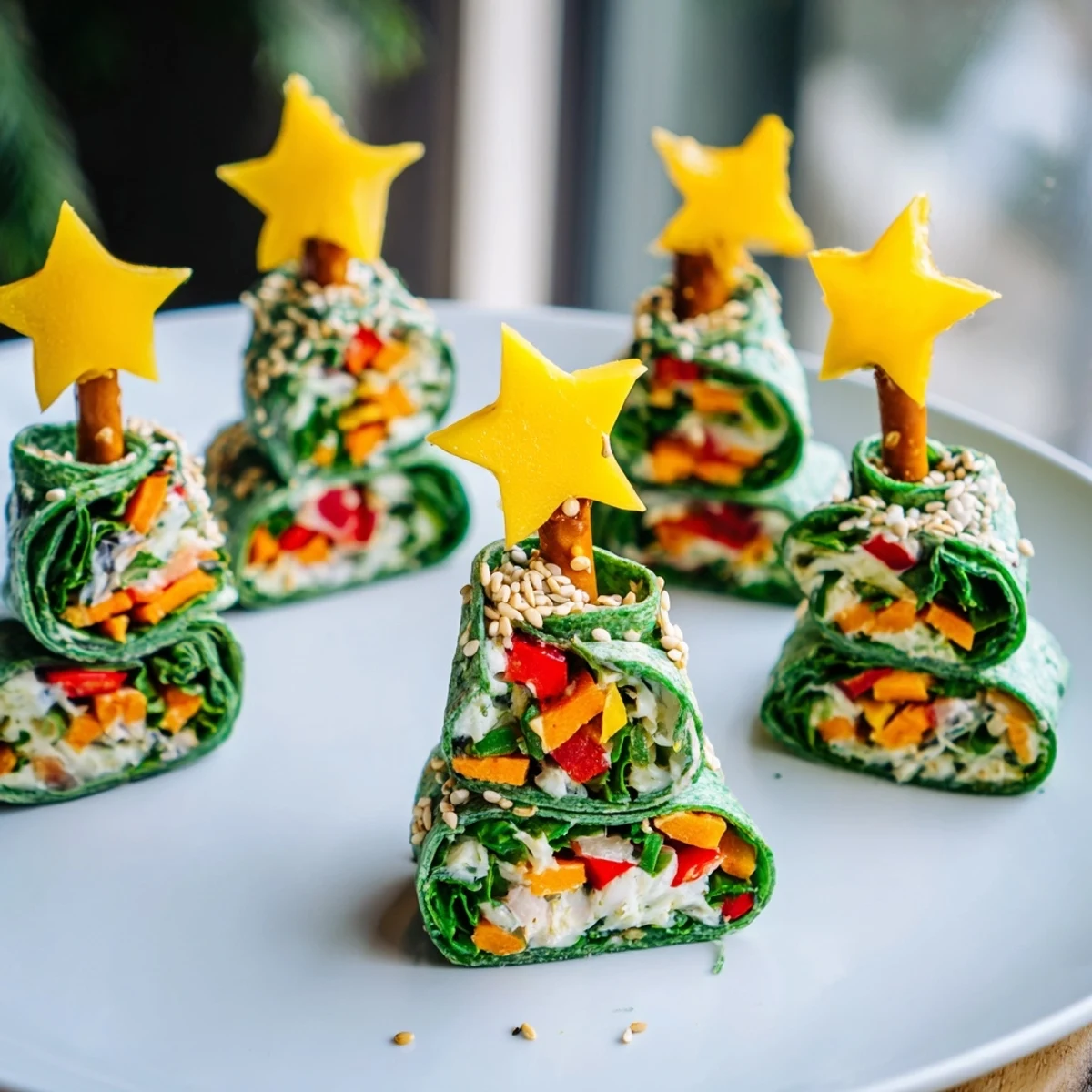 Crispy Air Fryer Christmas Tree Veggie Tortilla Wraps perfect with a creamy, herbed filling and vibrant veggies.