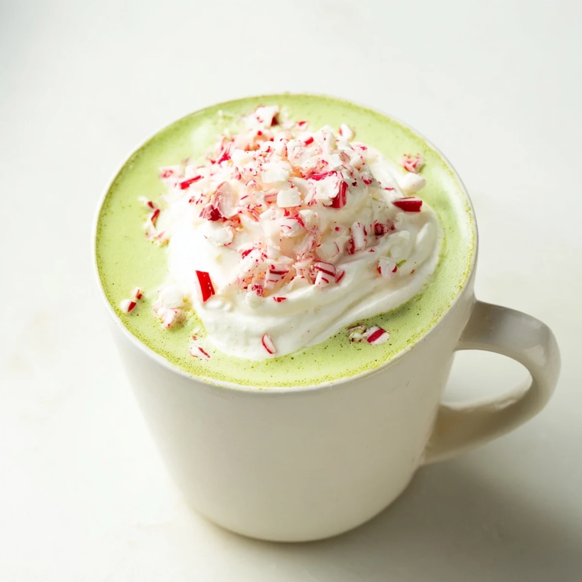 Enjoy a steaming Cozy Peppermint Matcha Christmas Latte, a festive beverage perfect for holiday cheer.