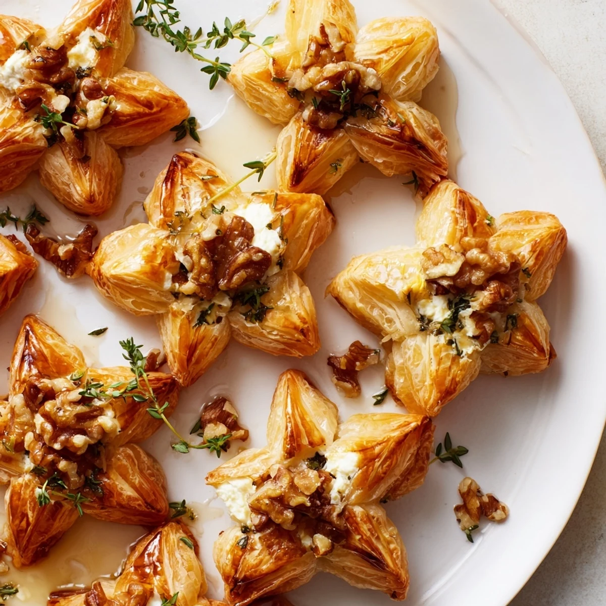 Golden, star-shaped Starry Night New Years Appetizers dusted with edible glitter, ready for your celebration.