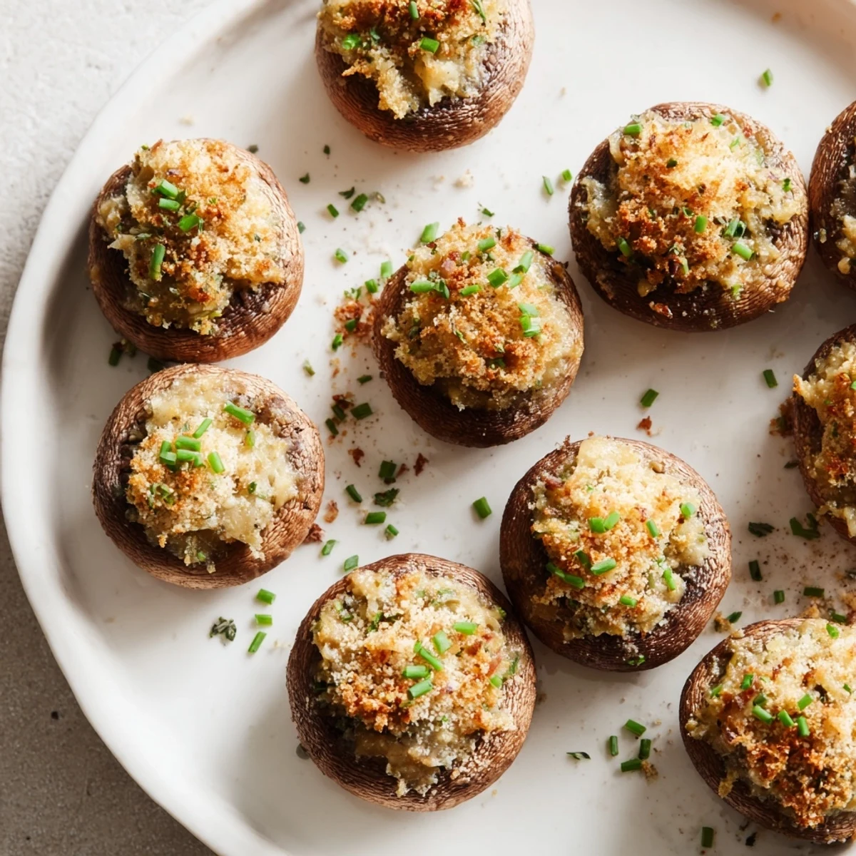 Golden-brown Enchanted Forest Mushroom Nibbles, savory and cheesy, perfect as a party appetizer.