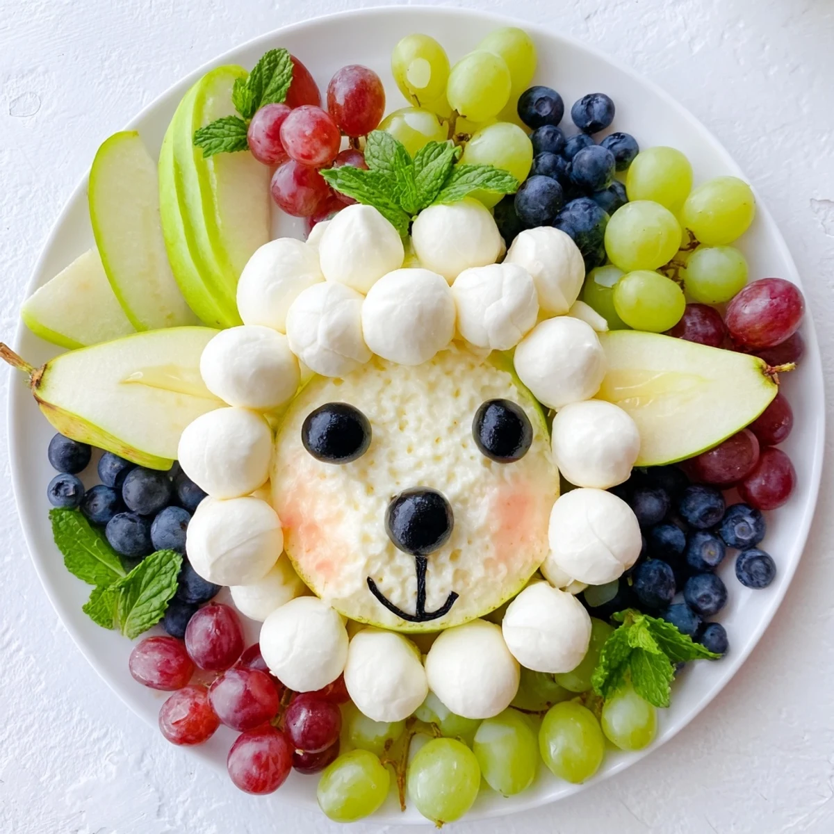 Creamy cheese and sweet fruit create a fun Lamb Face Fruit and Cheese Platter for your guests to enjoy.