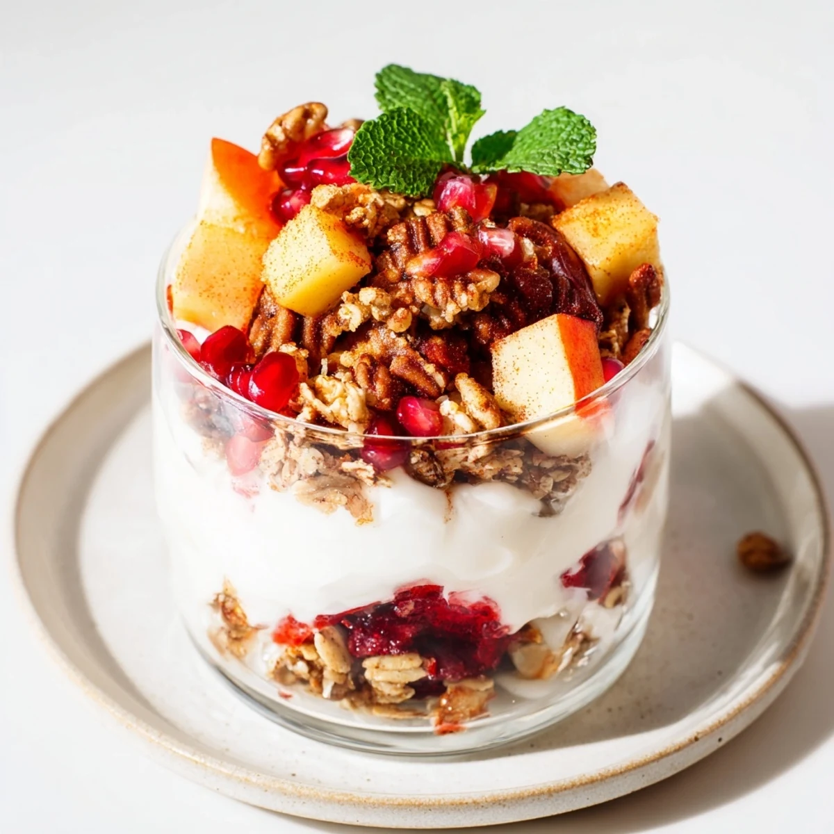 Christmas Pudding Yogurt Parfait Bar showcasing layers of yogurt, fruit, and pudding, a holiday brunch delight.