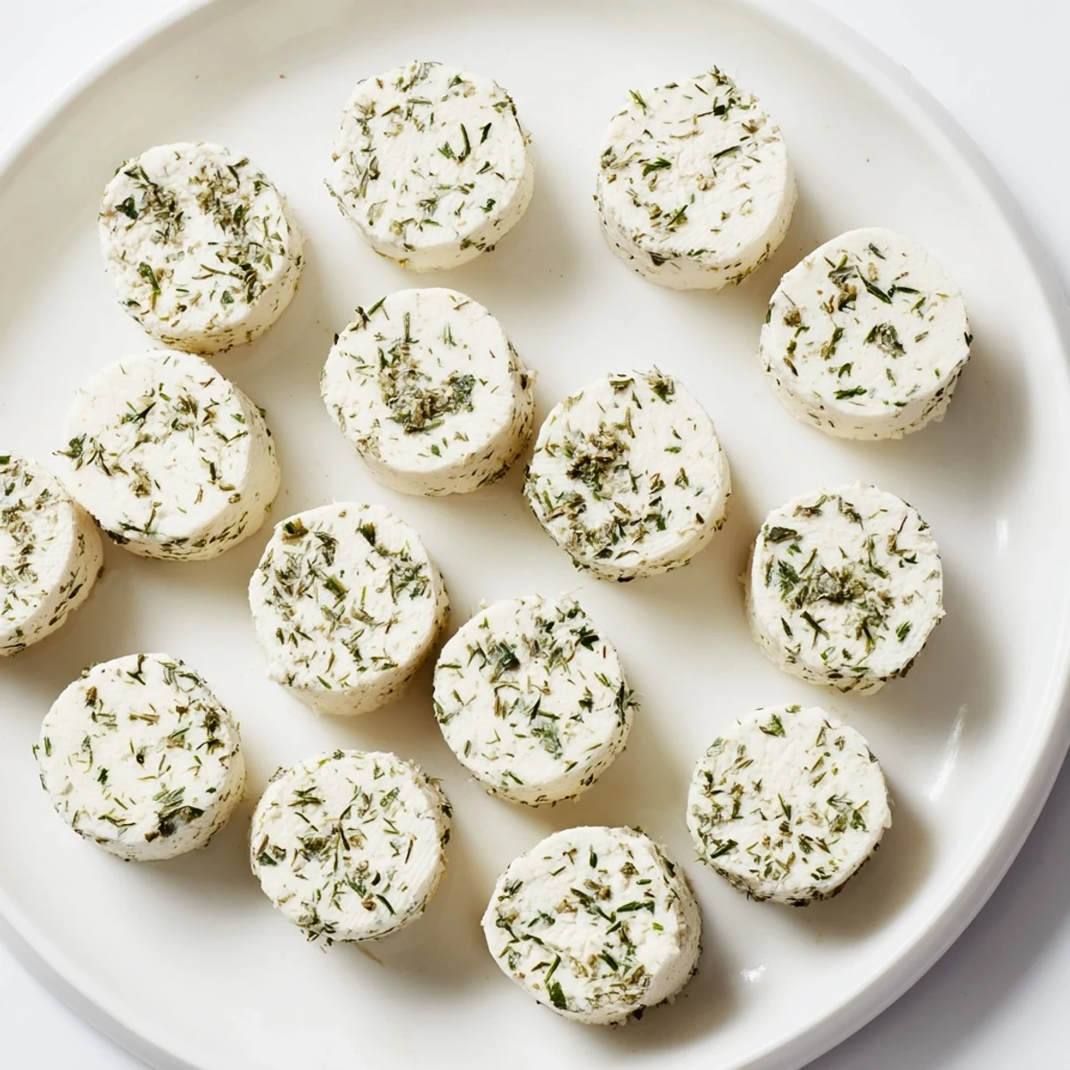 A beautiful serving of The Mossy Stone; small herbed goat cheese "stones" ready to enjoy.