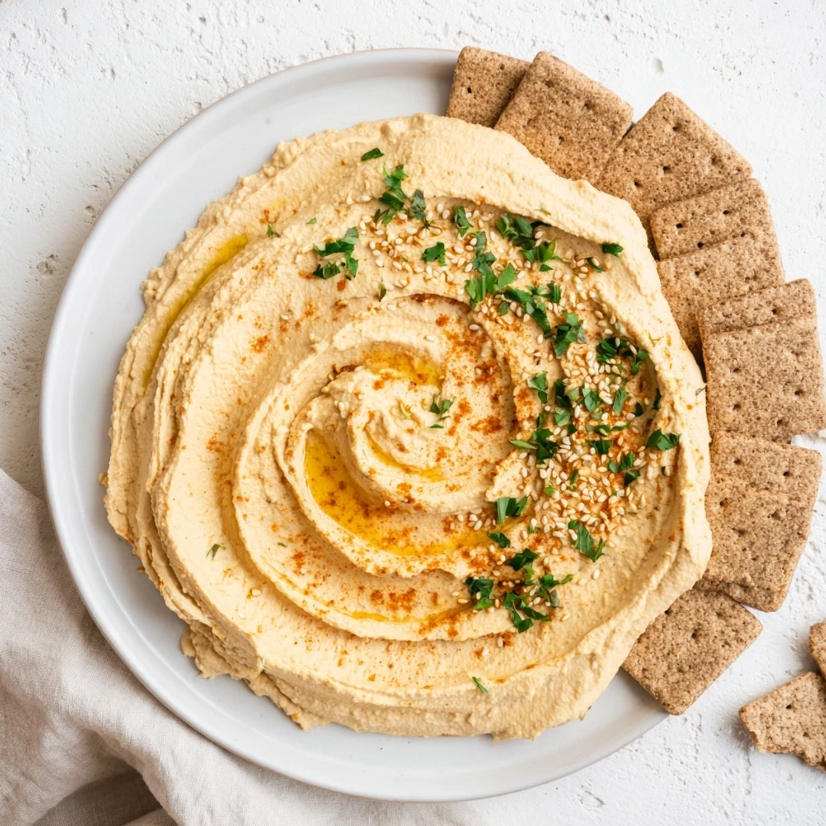 The Sandstone Canyon appetizer: Layers of creamy hummus and crisp crackers create a stunning, flavorful dip.