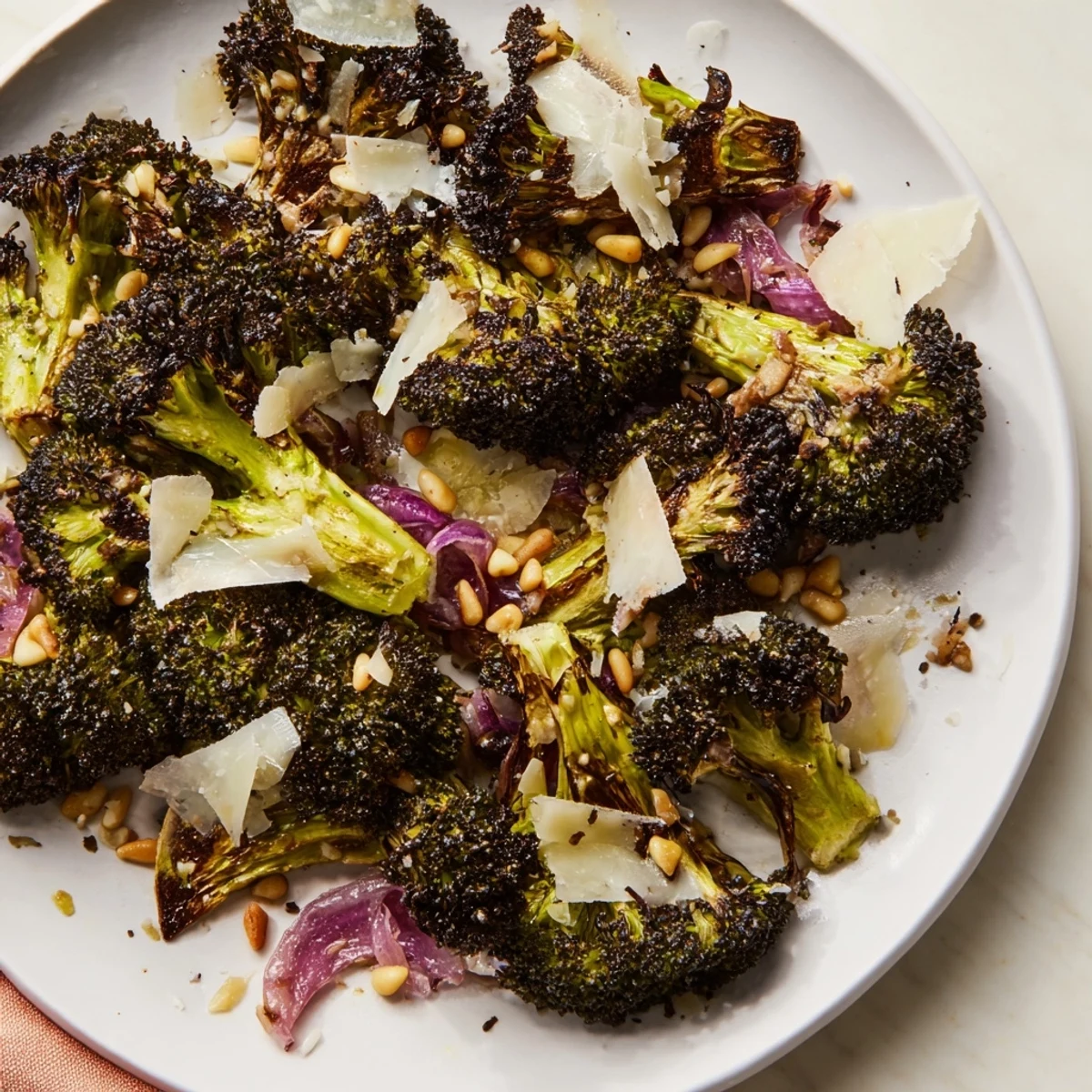 Delicious charred broccoli salad with smoky edges, tossed in a bright lemon dressing.