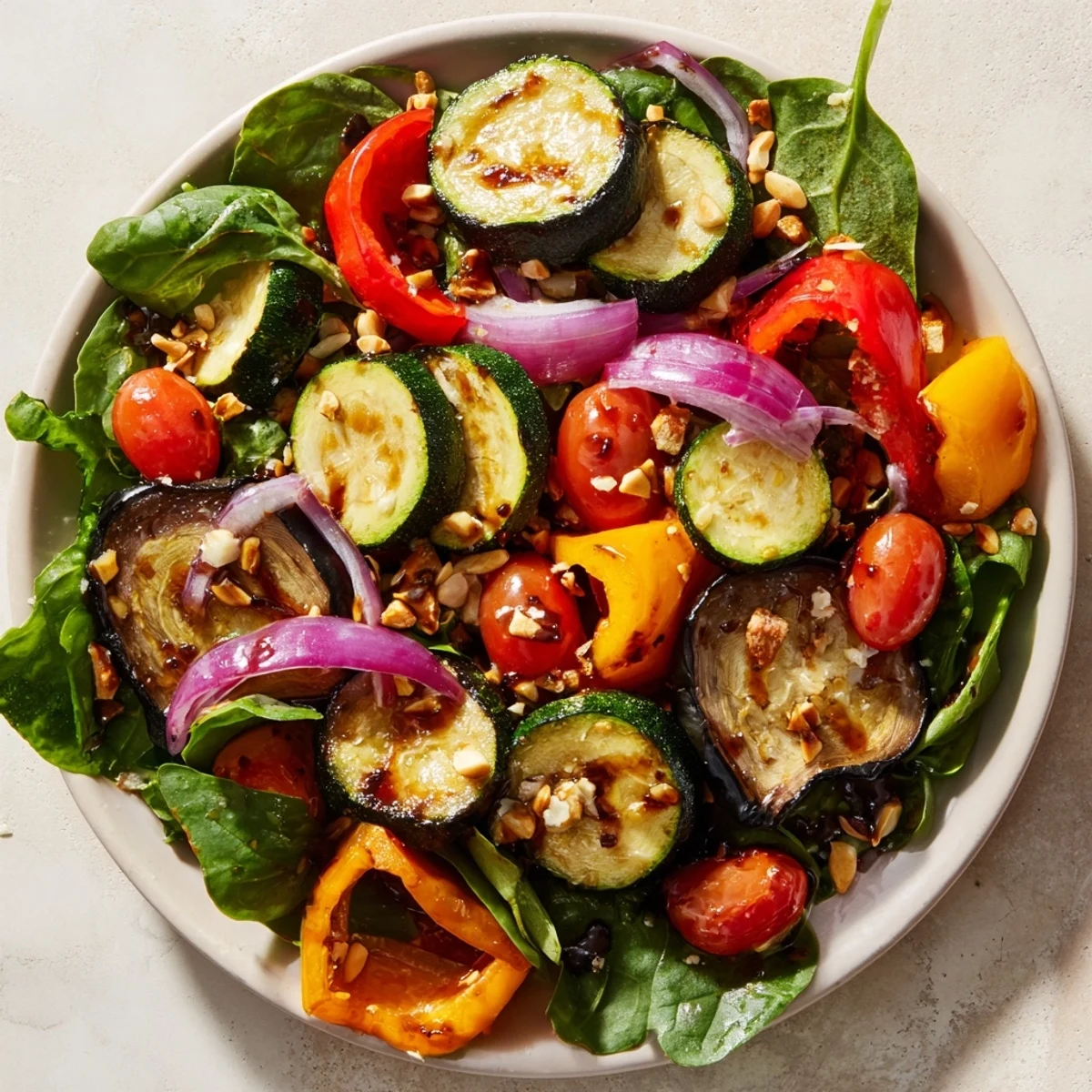 A colorful bowl of Roasted Vegetable Salad, perfect for a healthy and flavorful meal.