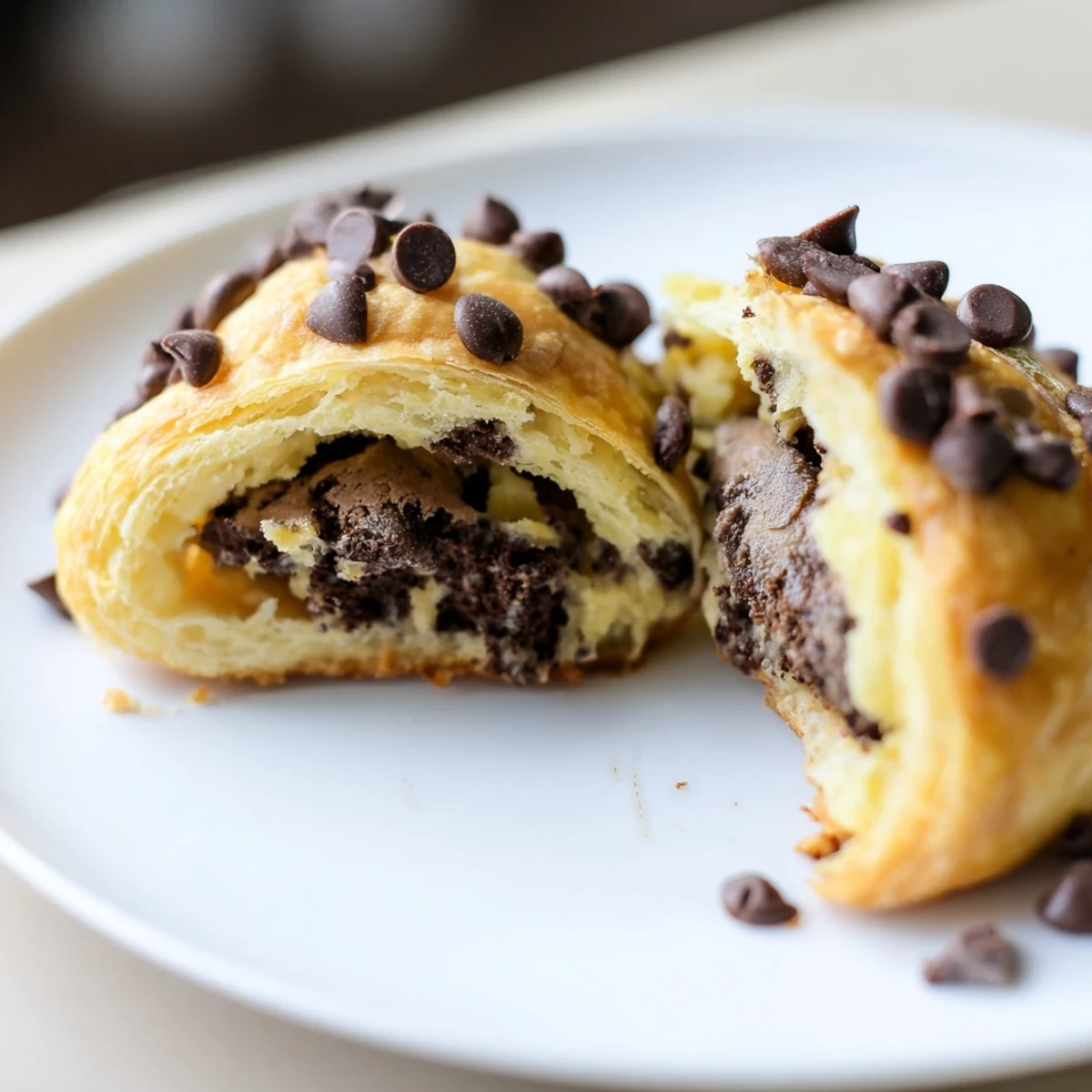 Freshly baked Viral Crookies feature a swirl of flakey pastry with a melting, chocolatey filling, ready to enjoy.