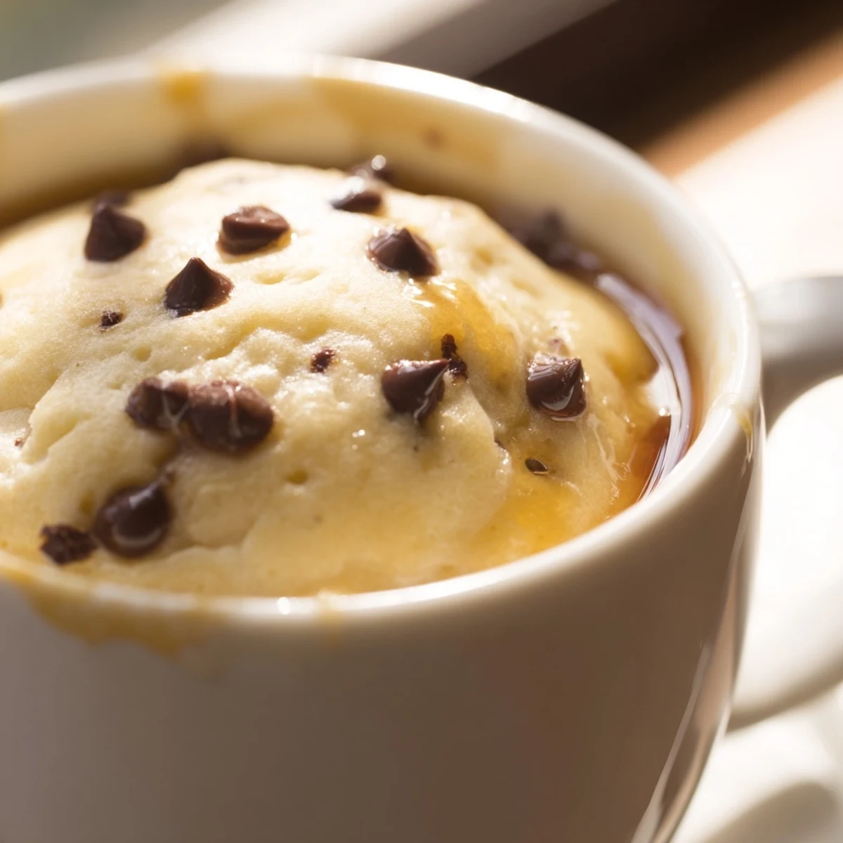 Steaming-hot Microwave Mug Pancakes, light and fluffy, ready to be topped with berries.