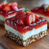 Refreshing Strawberry Pretzel Jello Salad showcasing fresh fruit and crust.