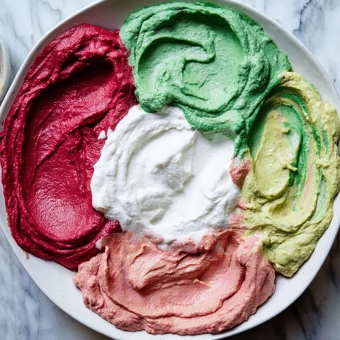 Beautiful marble swirls in this platter of colorful dips for your next party, offering the marble swirl effect.