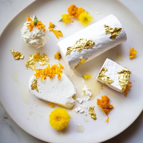 The Gilded Lily cheese platter, resplendent with gold leaf, creamy cheeses, and sunshine-yellow petals.