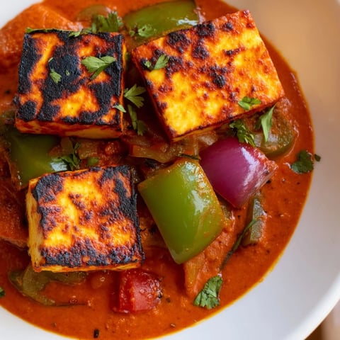 Creamy Paneer Tikka Masala, a vegetarian favorite, looks flavorful with vibrant spices and rice.