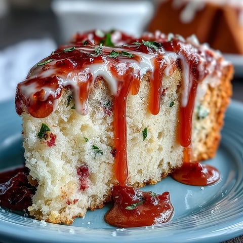 A glazed slice of Heavenly Blood Orange Yogurt Cake rests on a white plate, showcasing its moist crumb and vibrant orange zest.