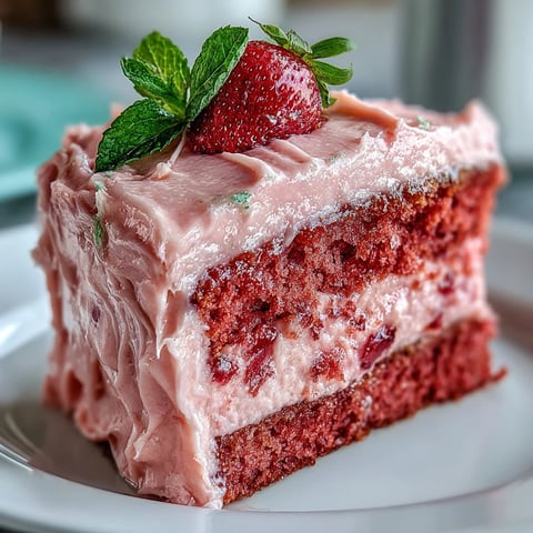 A vibrant Galentines Pink Strawberry Lemonade Cake with luscious pink frosting and fresh strawberry slices.