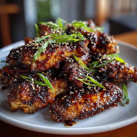 Close-up of glistening Black Magic Bat Wing Chicken Wings, ready for a delicious Halloween feast.