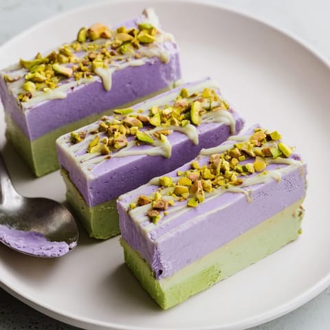 Vibrant Ube & Pistachio Ice Cream Bars, a delightful fusion of flavors and colors.  