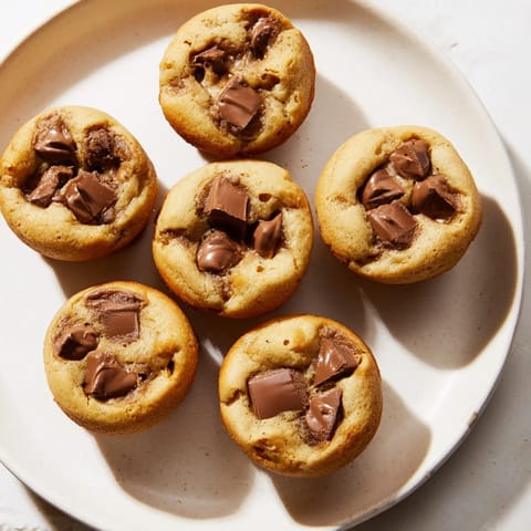 Golden-brown Air Fryer Gooey Cookie Cups with a fudgy center, perfect for a sweet craving.
