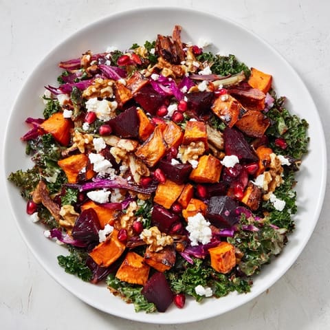 A visually appealing Hot Girl Winter Salad featuring colorful root vegetables and feta cheese crumbles.