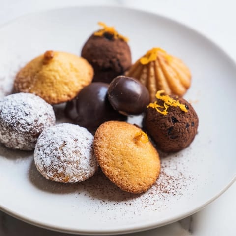 A beautiful variety of Mignardises Bonne Année 2026, offering small bites of different French pastries.