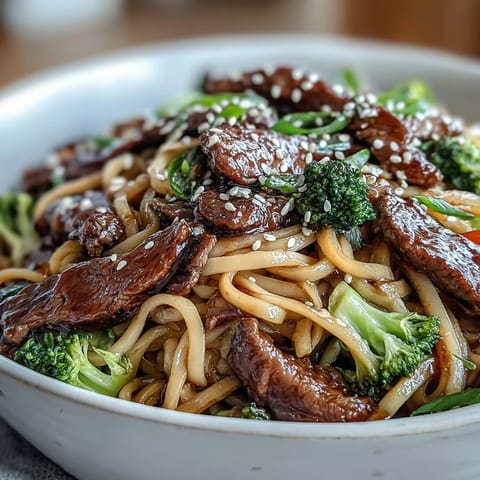 Glossy brown sugar soy sauce coats silky rice noodles and sautéed vegetables.