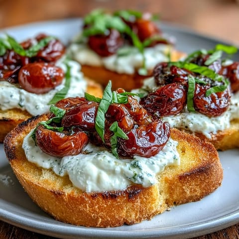 Crostini with Burrata Cherry Tomatoes