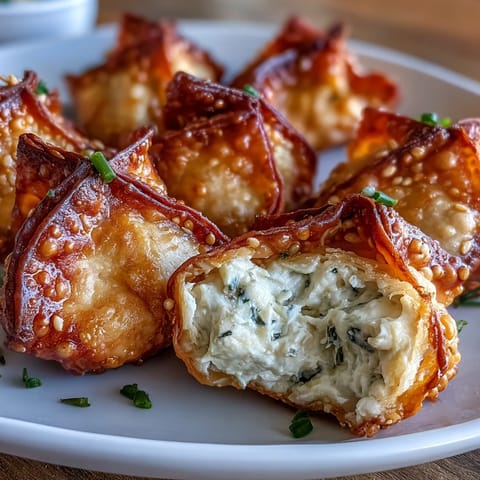 Crispy air-fried wontons filled with creamy crab and cream cheese, golden and crunchy on the outside.