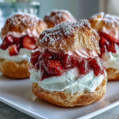 Valentine Strawberry Cream Puffs