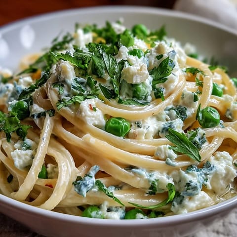 Spring Pasta: Ricotta and Lemon Linguine with Peas - Bright, lemony linguine tossed with ricotta, peas, and Parmesan for a light, satisfying meal perfect for spring dinners.