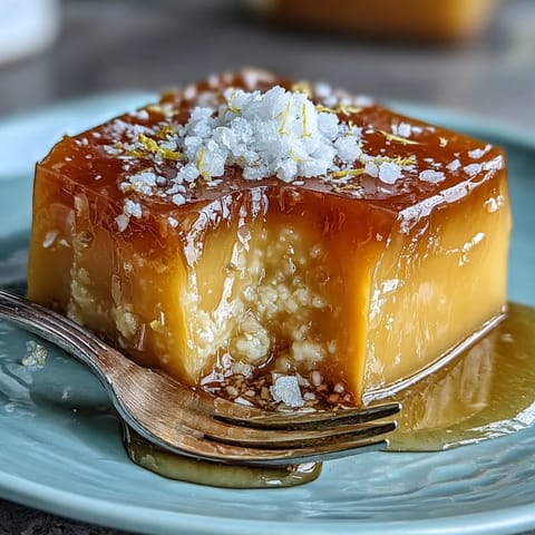 Glistening Mango Agar-Agar Jelly Cubes with creamy coconut milk swirl.