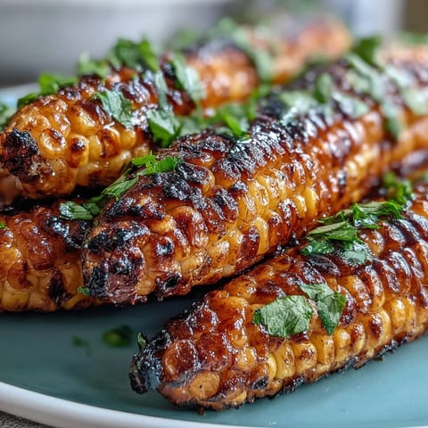 Crispy grilled corn ribs topped with vibrant chili lime butter and fresh cilantro.