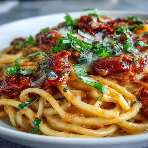 Creamy tomato basil pasta, a comforting one-pot meal with fresh basil and Parmesan.