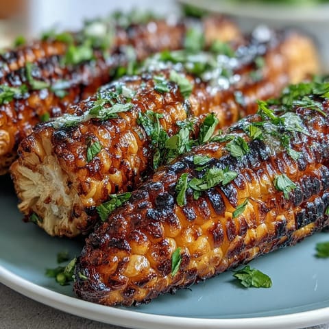 Grilled corn ribs glistening with chili lime butter, a perfect summer side dish.
