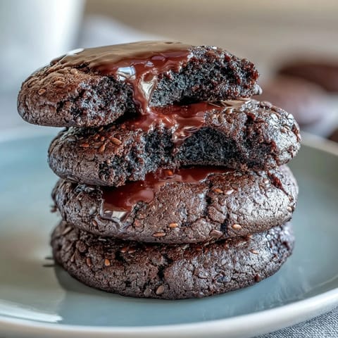 Delicious black sesame brownie cookies, gooey centers with a crackled top.