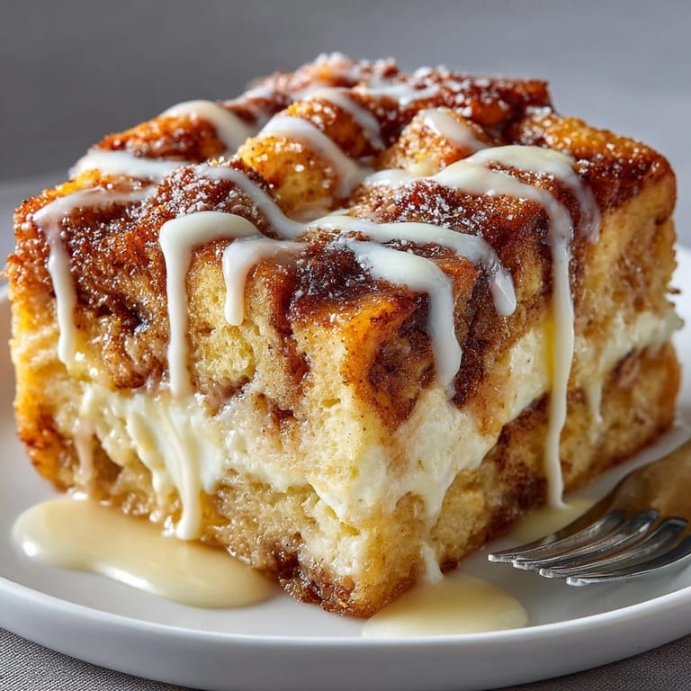 Visualize this baked Cinnamon Roll French Toast Casserole masterpiece; warm, gooey, and inviting.