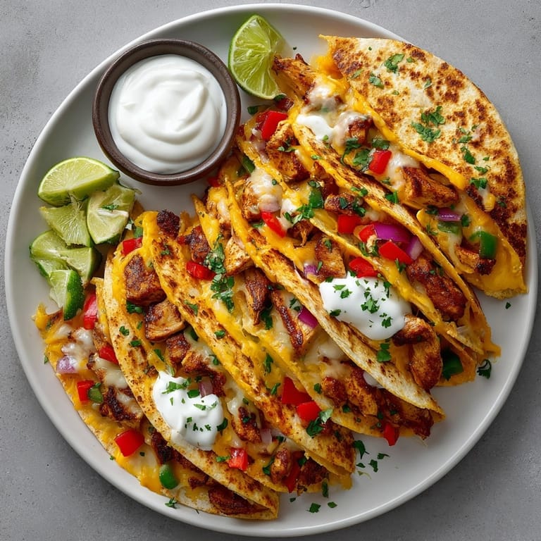 Hot Cajun chicken quesadillas on a skillet, oozing cheese, ready for a family meal.