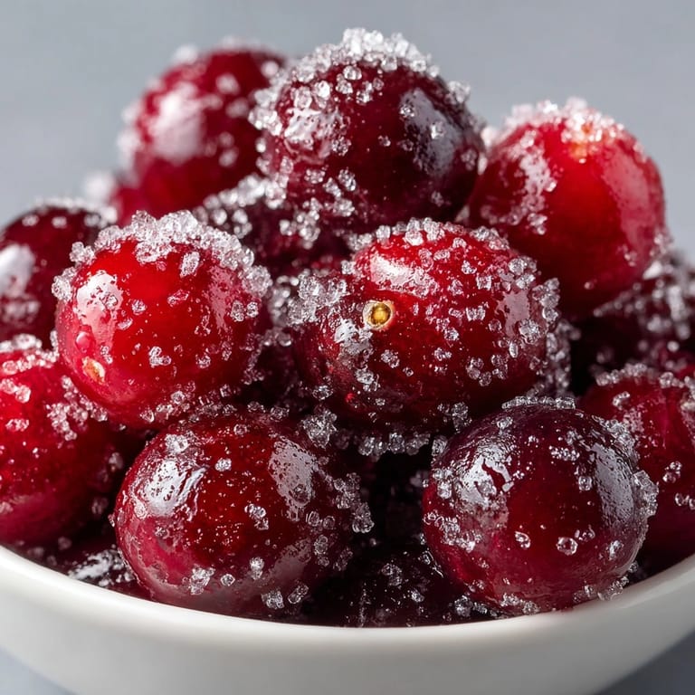 Easy Candied Cranberry Snack recipe: tart berries transformed into crispy, sugary holiday treats.