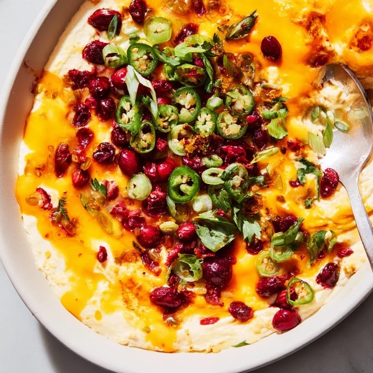 Sweet and spicy cranberry jalapeño dip cheddar melt ideal for cozy gatherings and entertaining.