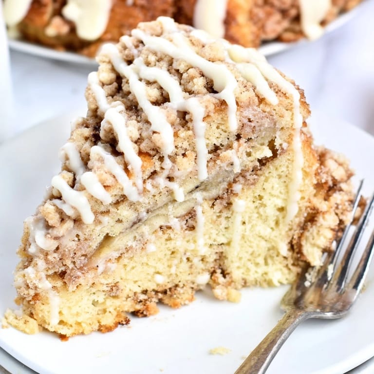 Moist banana cream coffee cake scones drizzled with sweet vanilla glaze.  