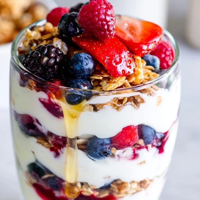 Delicious Quick Berry Yogurt Parfait ideal for a healthy breakfast or satisfying snack.