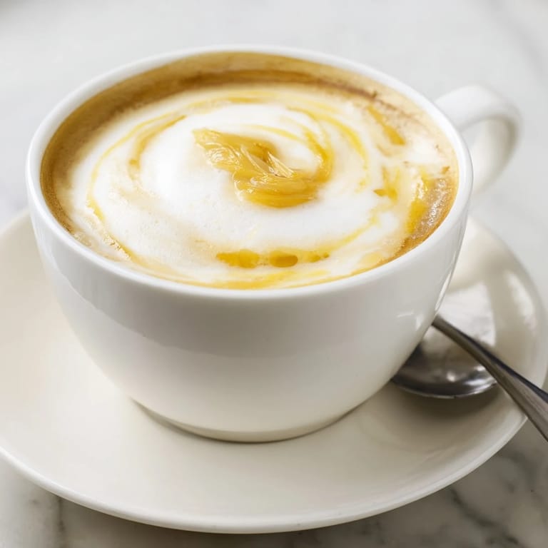 Bold onion latte served warm, an unconventional delight for experimental taste buds.