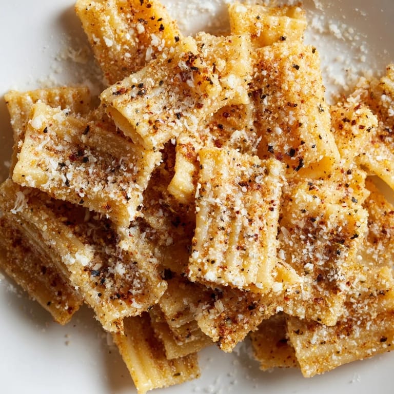 Flavorful seasoned variety of pasta chips, ideal for parties or casual gatherings.