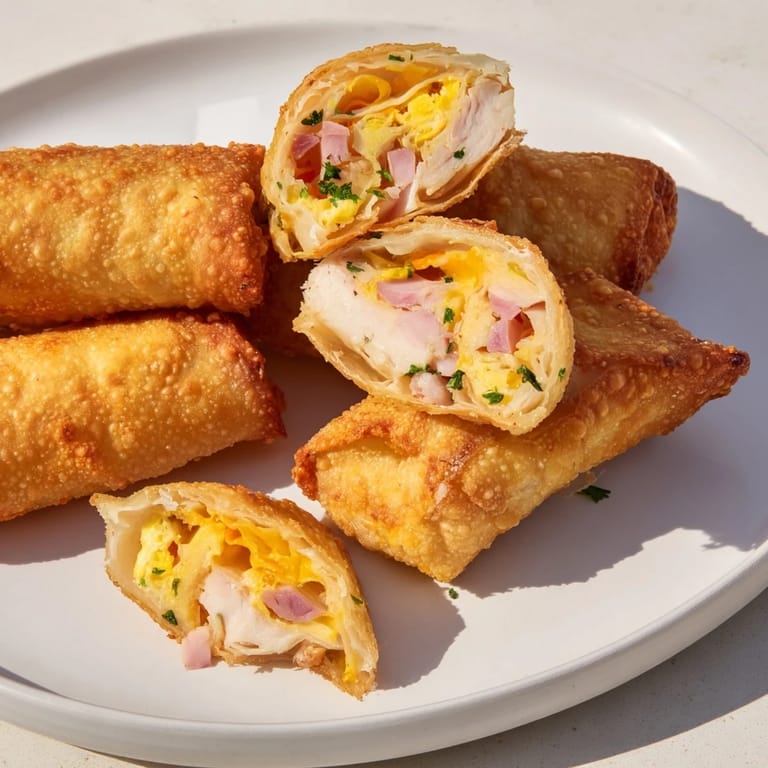 These flavorful Crispy Chicken Greggs Egg Rolls showcasing a perfect crispy exterior and savory filling.