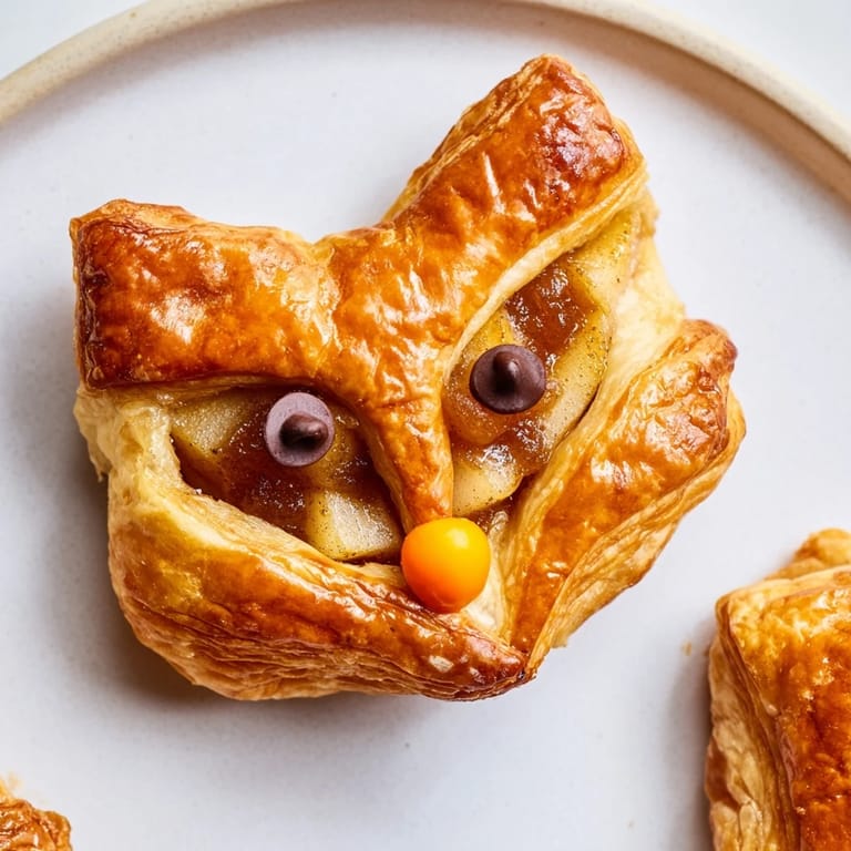 Delicious close-up of tender, golden Autumn Harvest Fox-Shaped Bites, with crisp pastry and fruity filling.