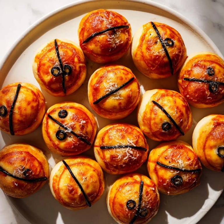 Mini basketball pizzas, a fun, easy recipe showing a close-up of cheesy, savory, bite-sized goodness.