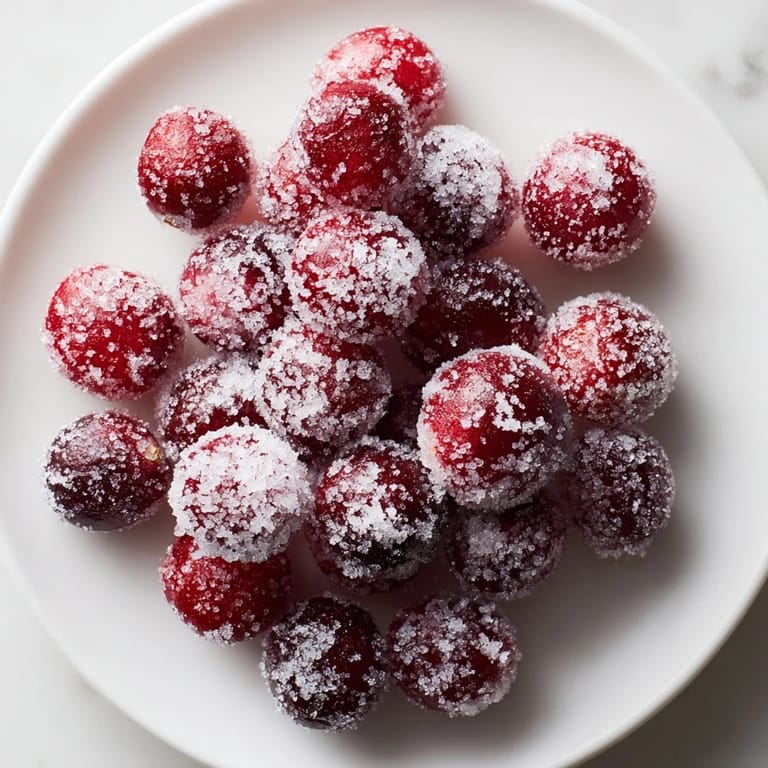 Close-up of freshly made 5-Minute Express Candied Cranberries, glistening and ready to use.